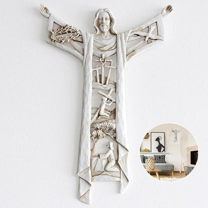 Wall cross with Christ - a tribute in resin