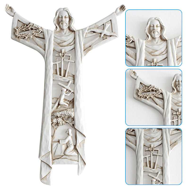 Wall cross with Christ - a tribute in resin