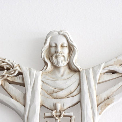 Wall cross with Christ - a tribute in resin