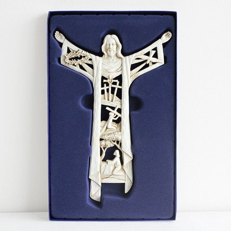 Wall cross with Christ - a tribute in resin