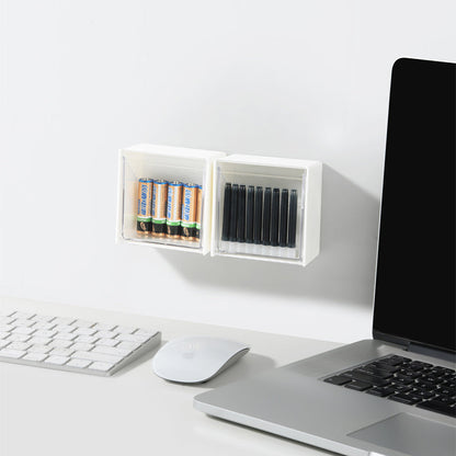 Wall-mounted clamshell storage box