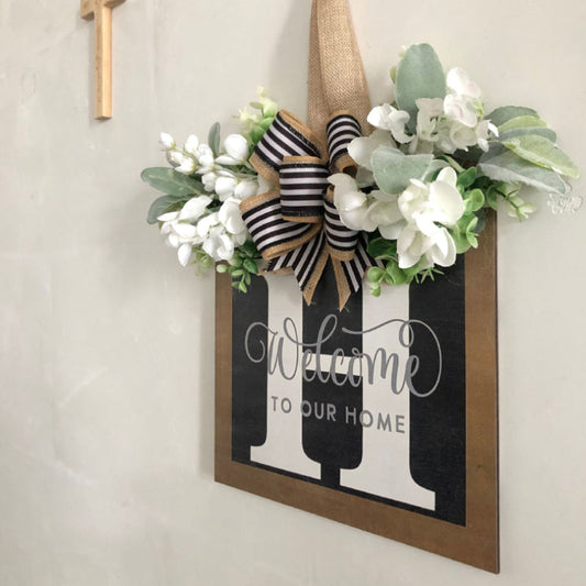 Welcome front door wreath - personal monogram