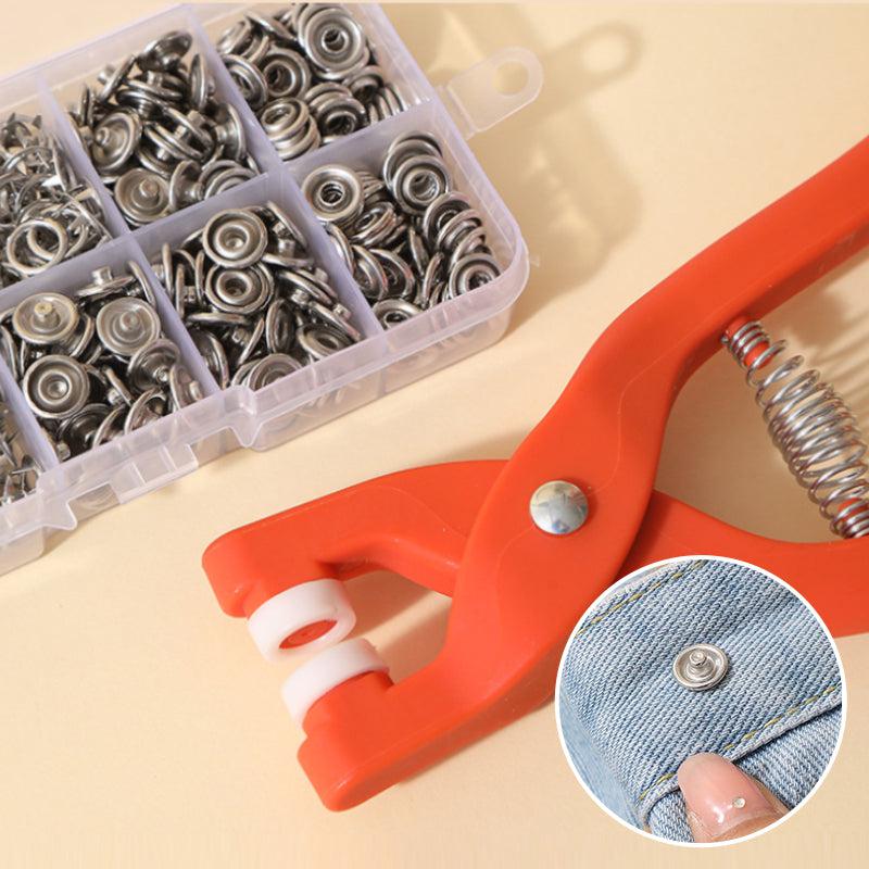 Tool set with claw pins for eyelets and rivets