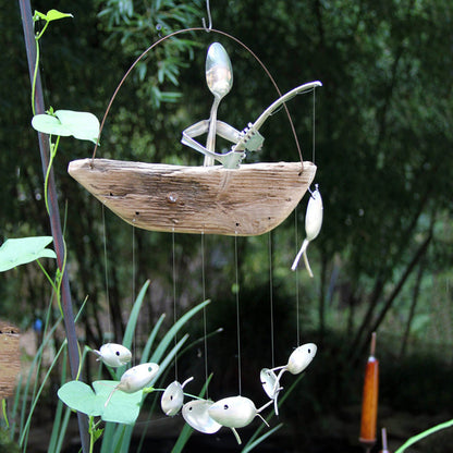 Wind chime with fish spoon design - garden decoration