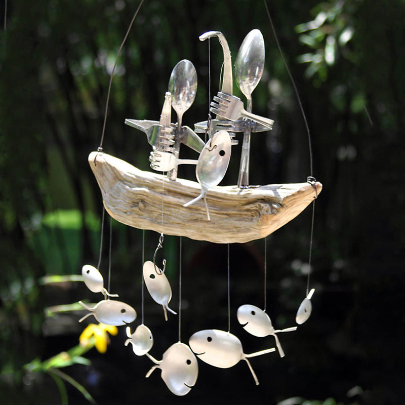 Wind chime with fish spoon design - garden decoration