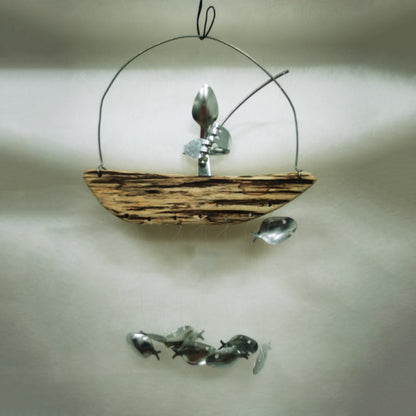 Wind chime with fish spoon design - garden decoration