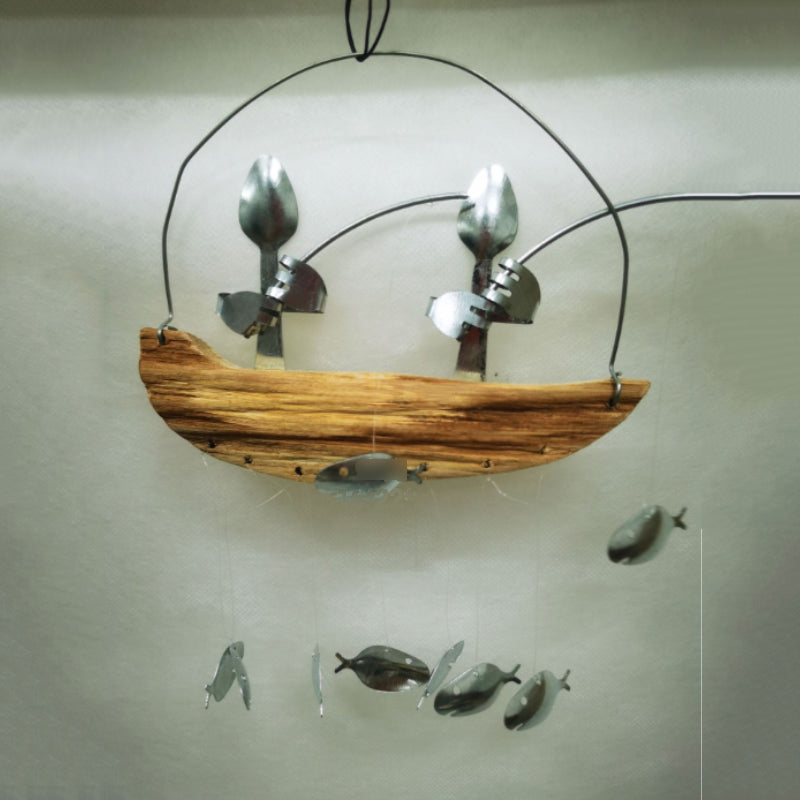 Wind chime with fish spoon design - garden decoration