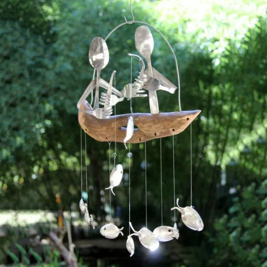 Wind chime with fish spoon design - garden decoration