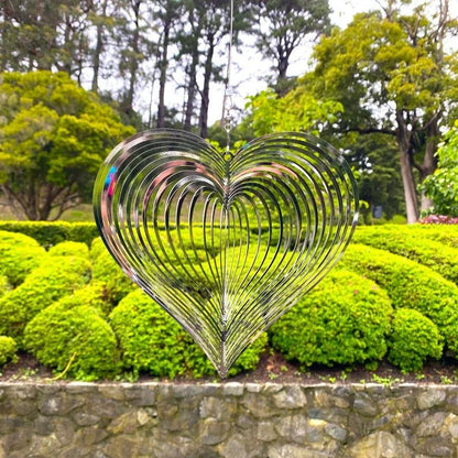 Wind spinner in stainless steel with heart design