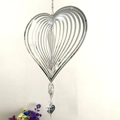 Wind spinner in stainless steel with heart design