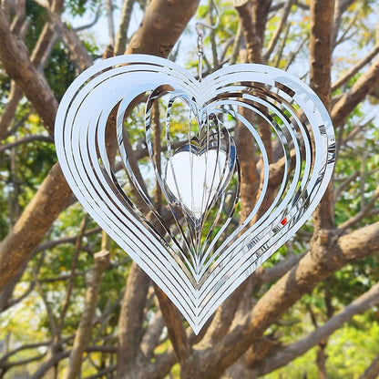 Wind spinner in stainless steel with heart design