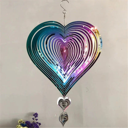 Wind spinner in stainless steel with heart design