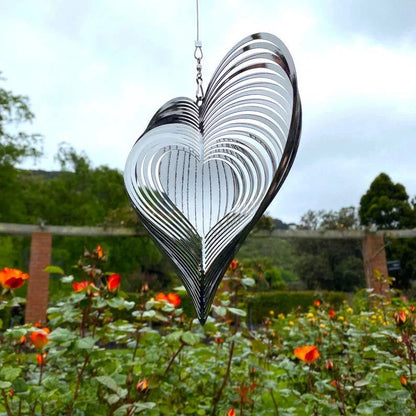 Wind spinner in stainless steel with heart design