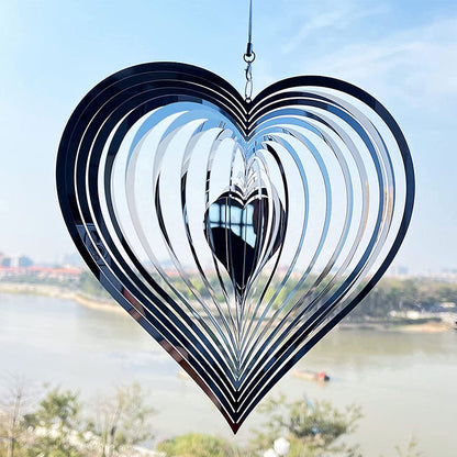 Wind spinner in stainless steel with heart design