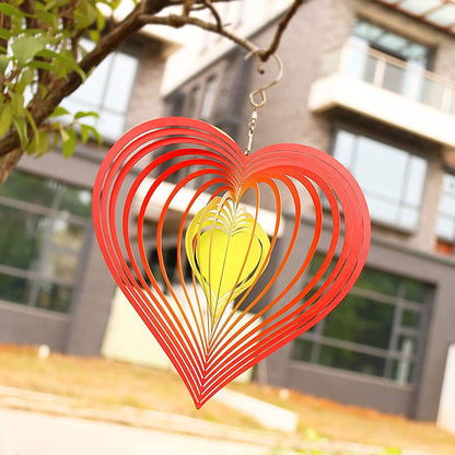 Wind spinner in stainless steel with heart design