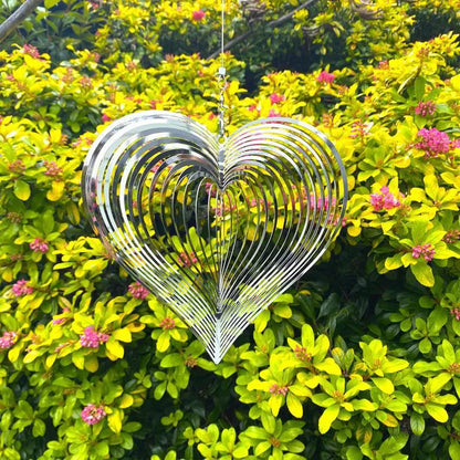 Wind spinner in stainless steel with heart design