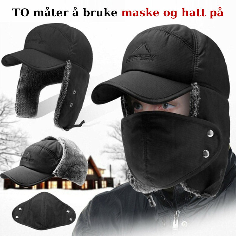 Windproof ear and face protection hat - warm and adjustable