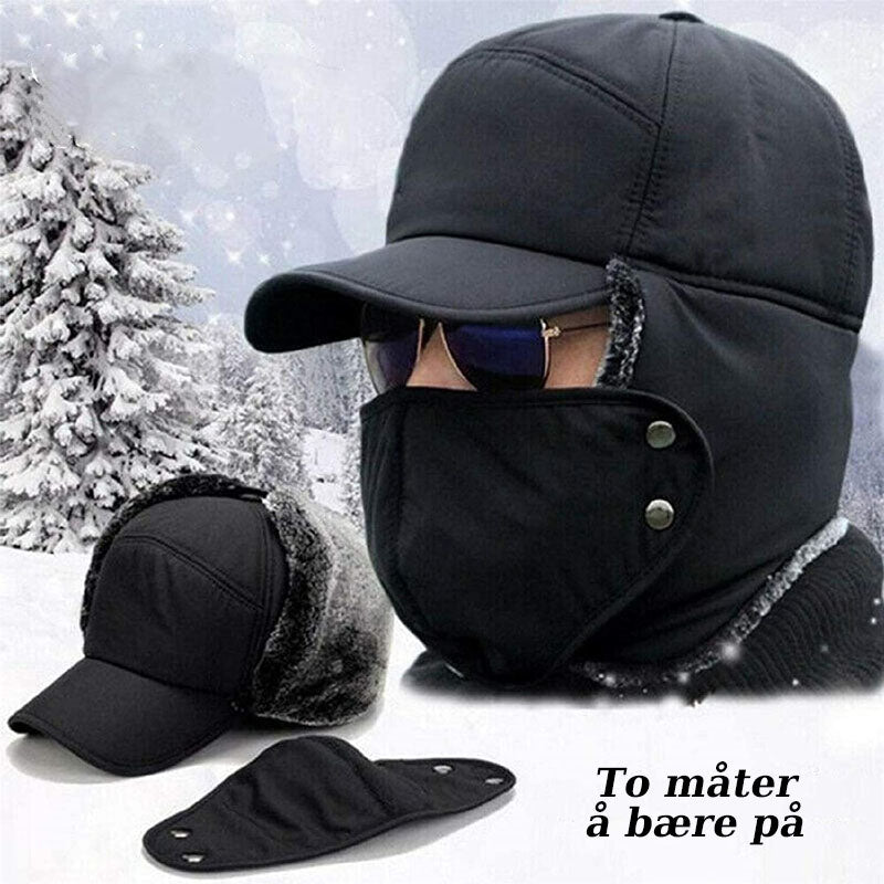 Windproof ear and face protection hat - warm and adjustable