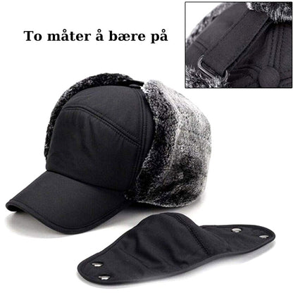 Windproof ear and face protection hat - warm and adjustable