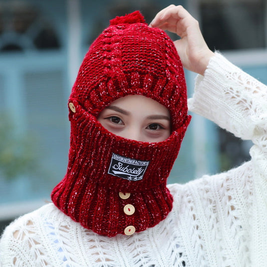 Windproof warm hat with scarf for autumn and winter