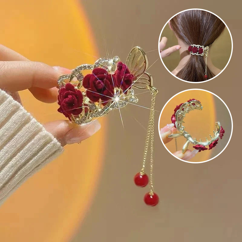 Vintage rose hairpin