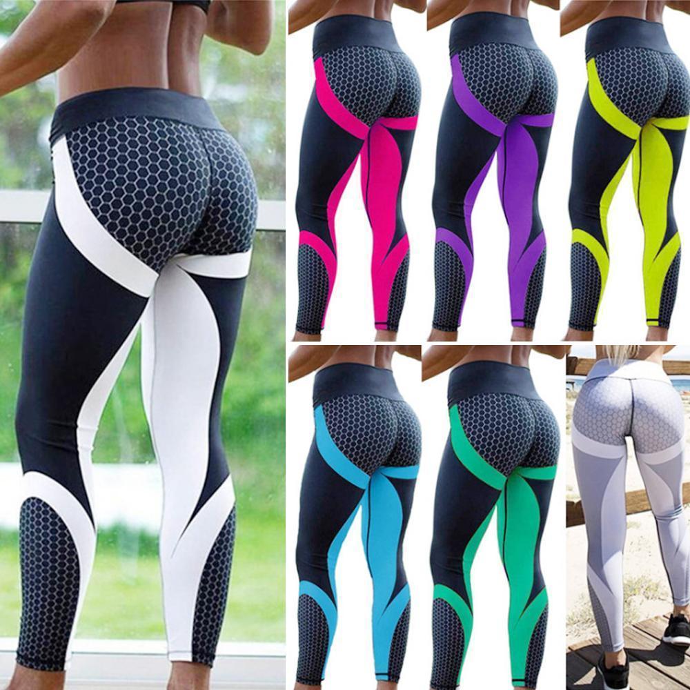 Yoga pants with a high waist and geometric print