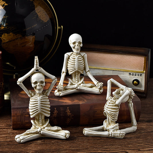 Resin yoga skull statue - collectible for the home