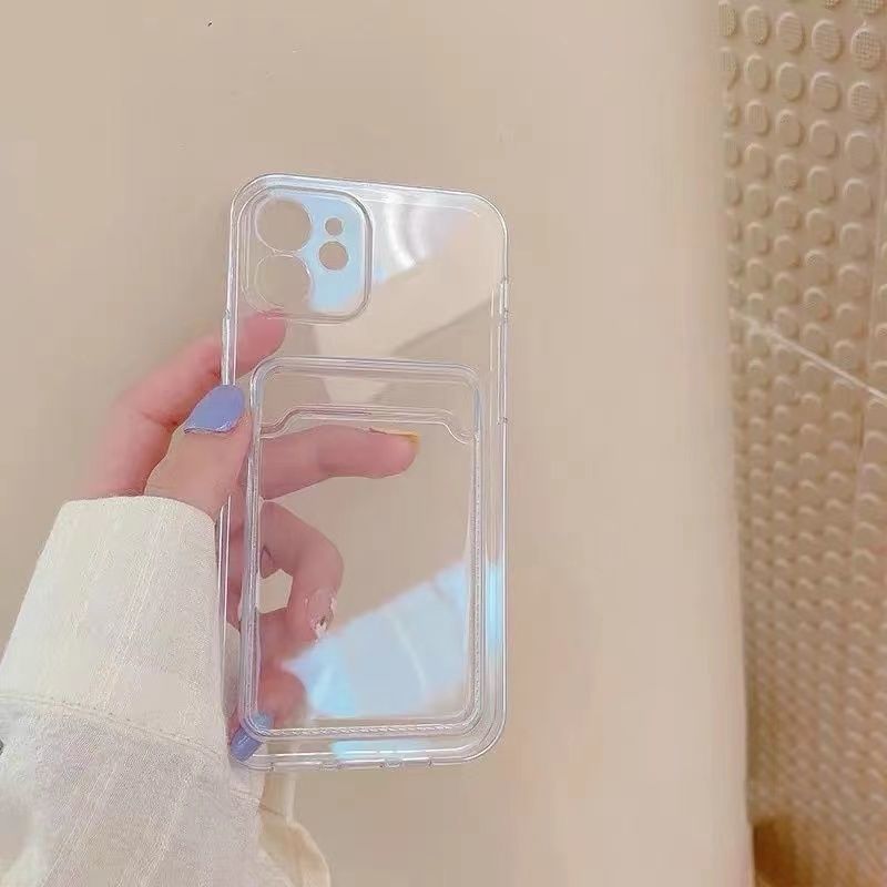 Transparent protective cover with card pocket