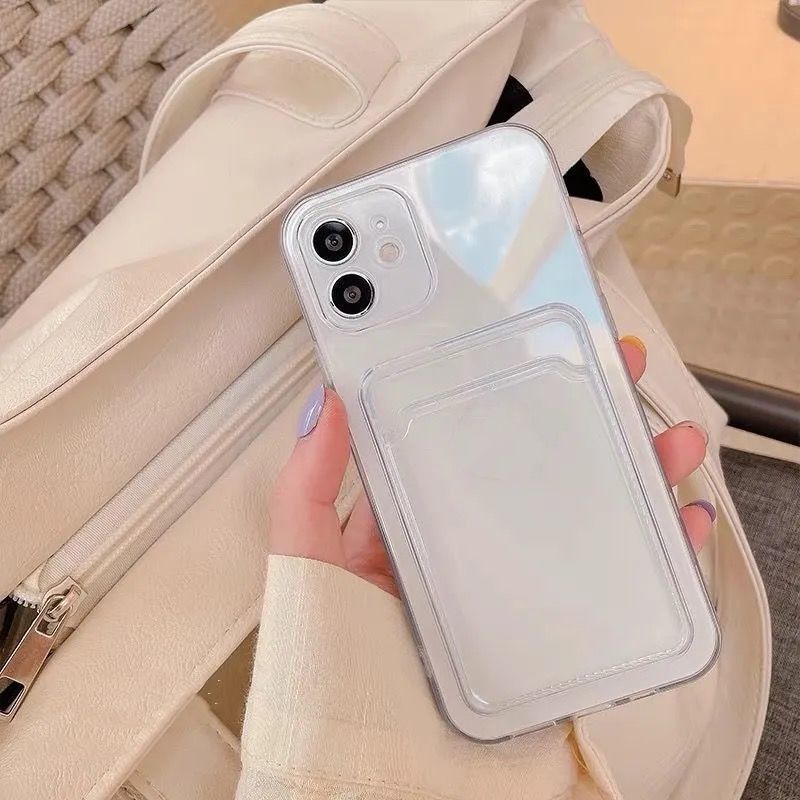 Transparent protective cover with card pocket